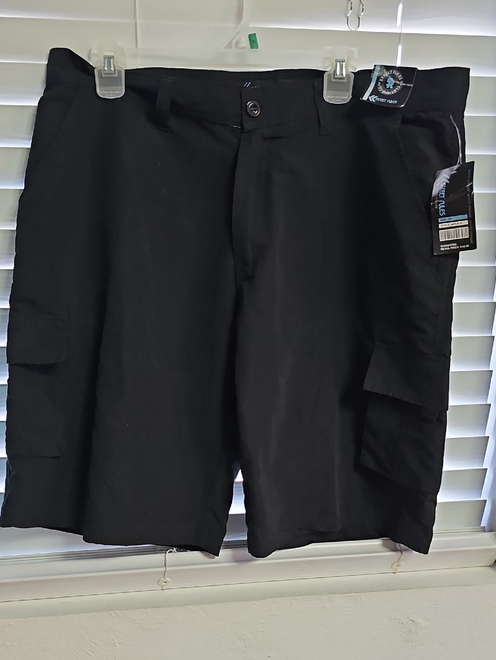 Men's Black Cargo Shorts with Side Pockets